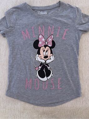 Disney Gray Tee with Pink Minnie Mouse Graphic